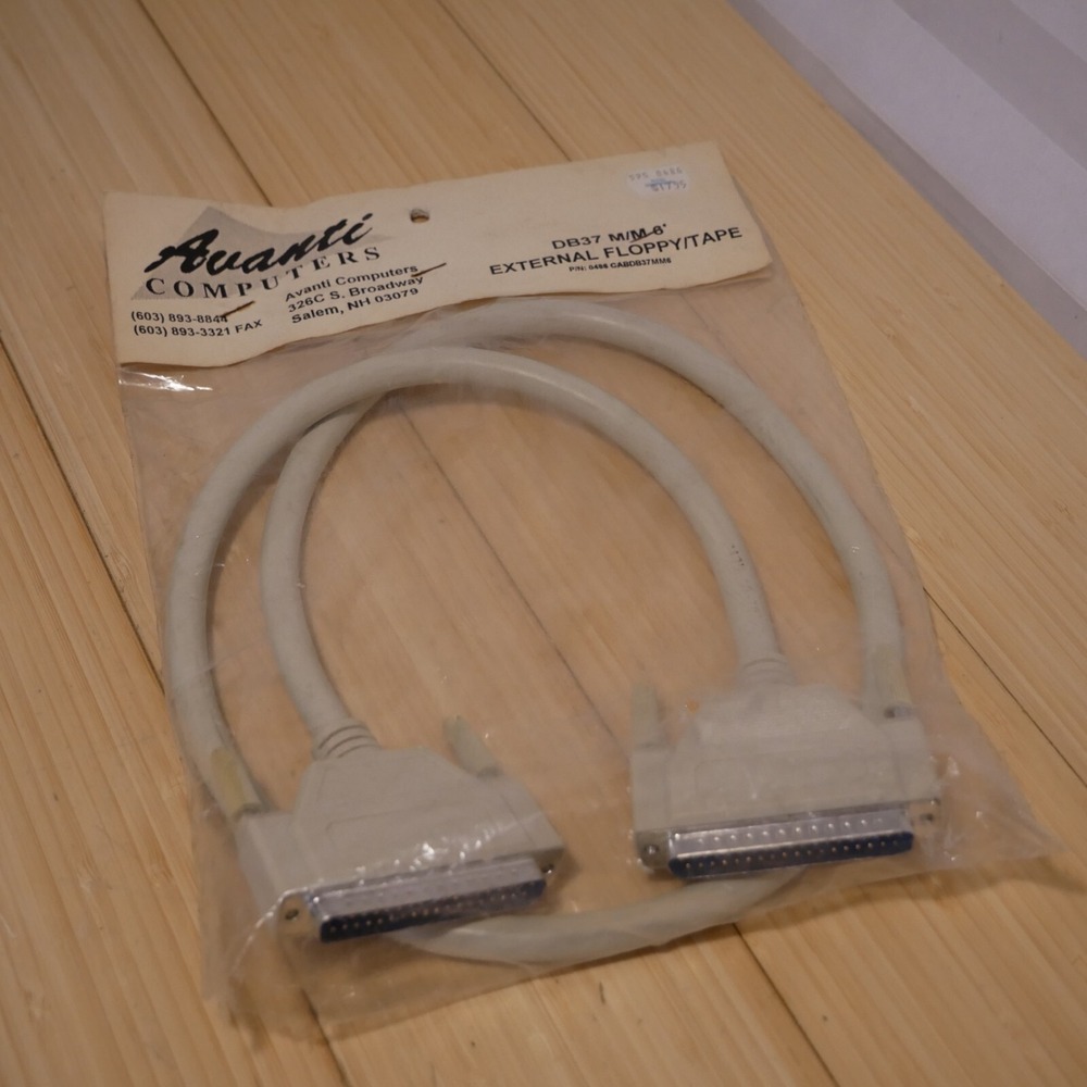 Vintage 26 AWG 3 Foot DB37 Serial Floppy or Tape Cable D-Sub 37 Pin Male to Male